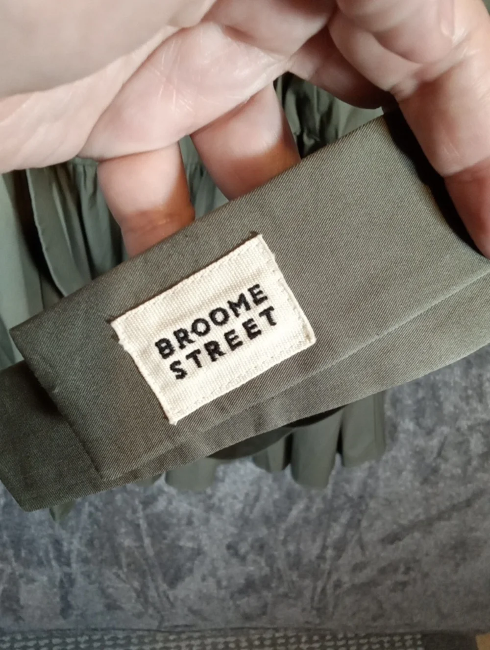kate spade Broome Street Olive Green Ruffle Neck Poplin Womens Dress Size L